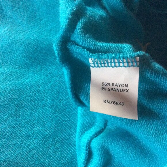 Nomadic Traders Blue Open Front Hooded Feminine Athleisure Cardigan Size Medium - Picture 3 of 5